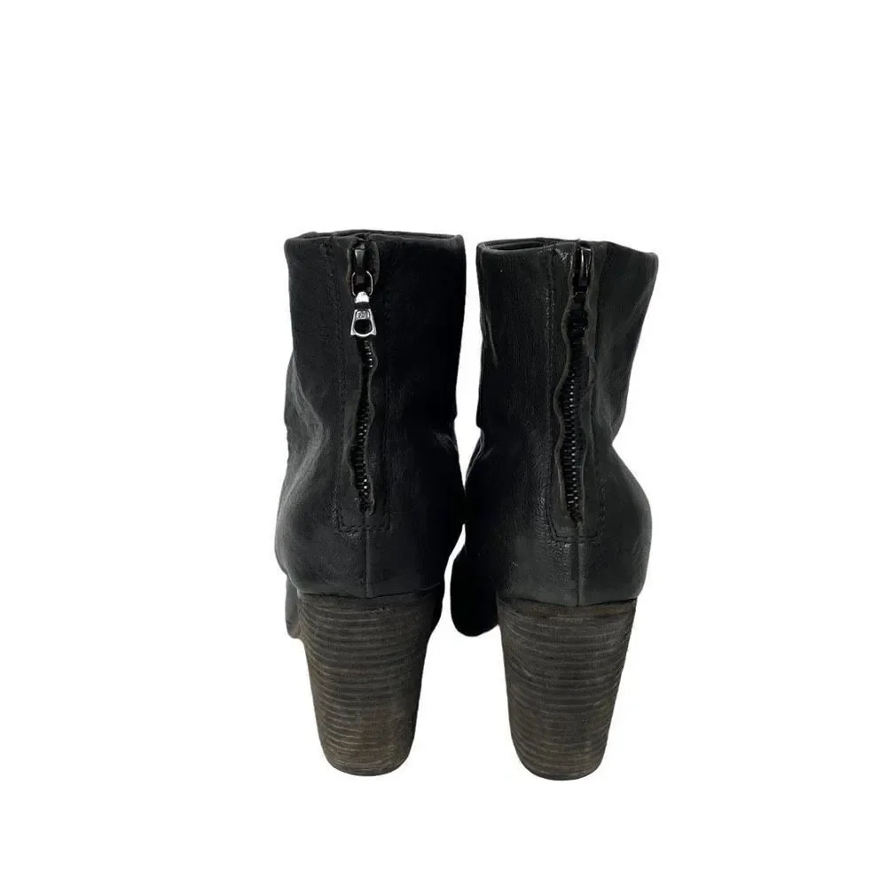 Rag‎ & Bone Newbury leather heeled ankle boots Size 10 black